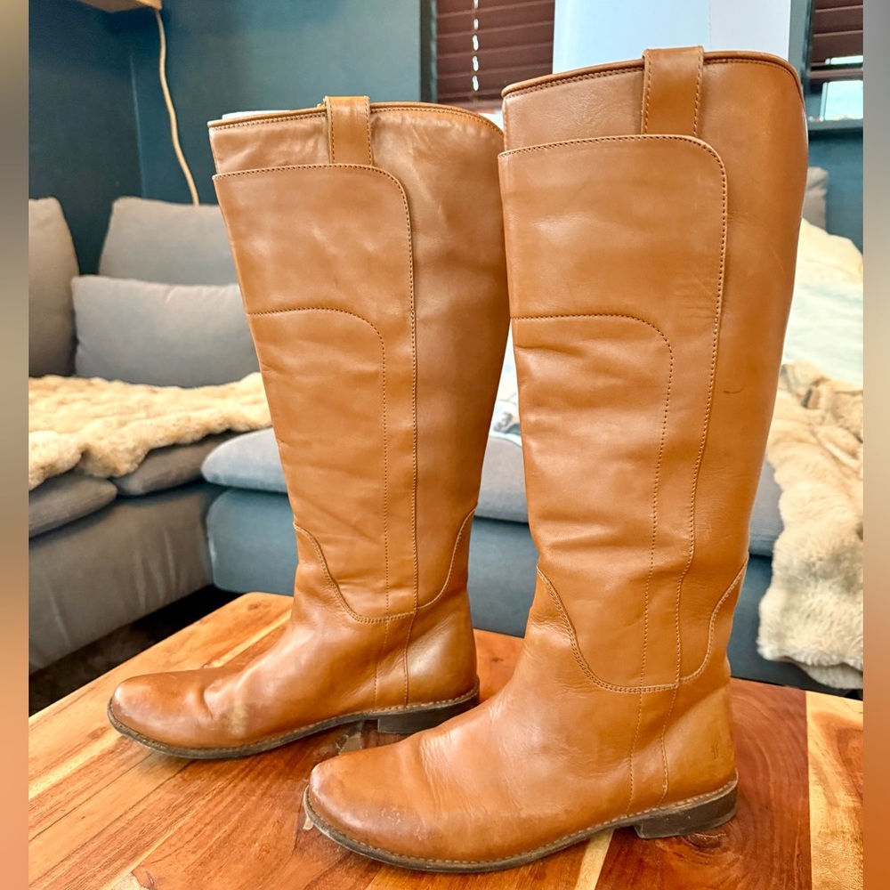 FRYE Brown Knee High Leather Boots